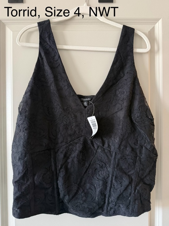 torrid Tops - torrid Black Floral Lace V-Neck Corset Tank